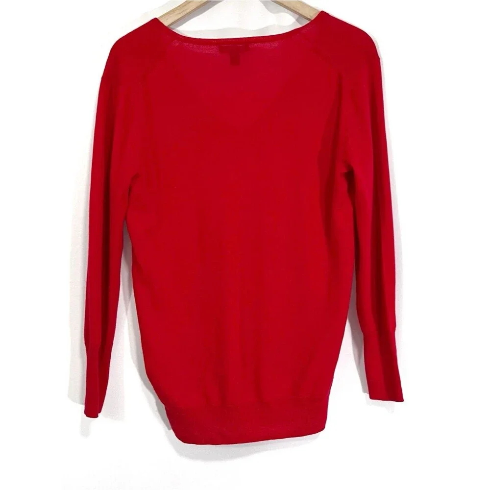 J.Crew Red Lightweight 100% Merino Wool V-Neck Sweater J. Crew Size XS